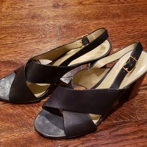 Ann Taylor 3.5 inch navy leather blue heel